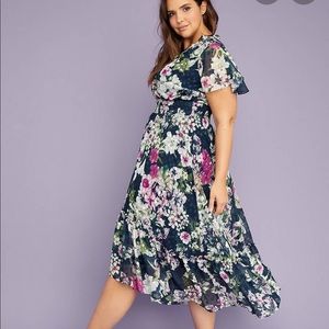 Lane Bryant Floral Hi/Lo Midi Dress